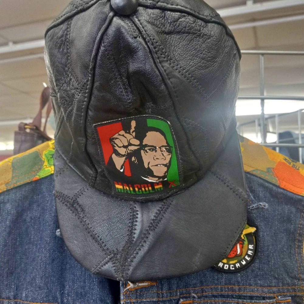 🔥 Vintage 90’s Malcolm X Genuine Leather Snapback Hat 🔥